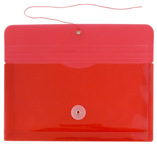 JAM PAPER Plastic Envelopes with Button & String Tie Closure - #10 Business Booklet - 5 1/4 x 10 - Red - 12/Pack 1