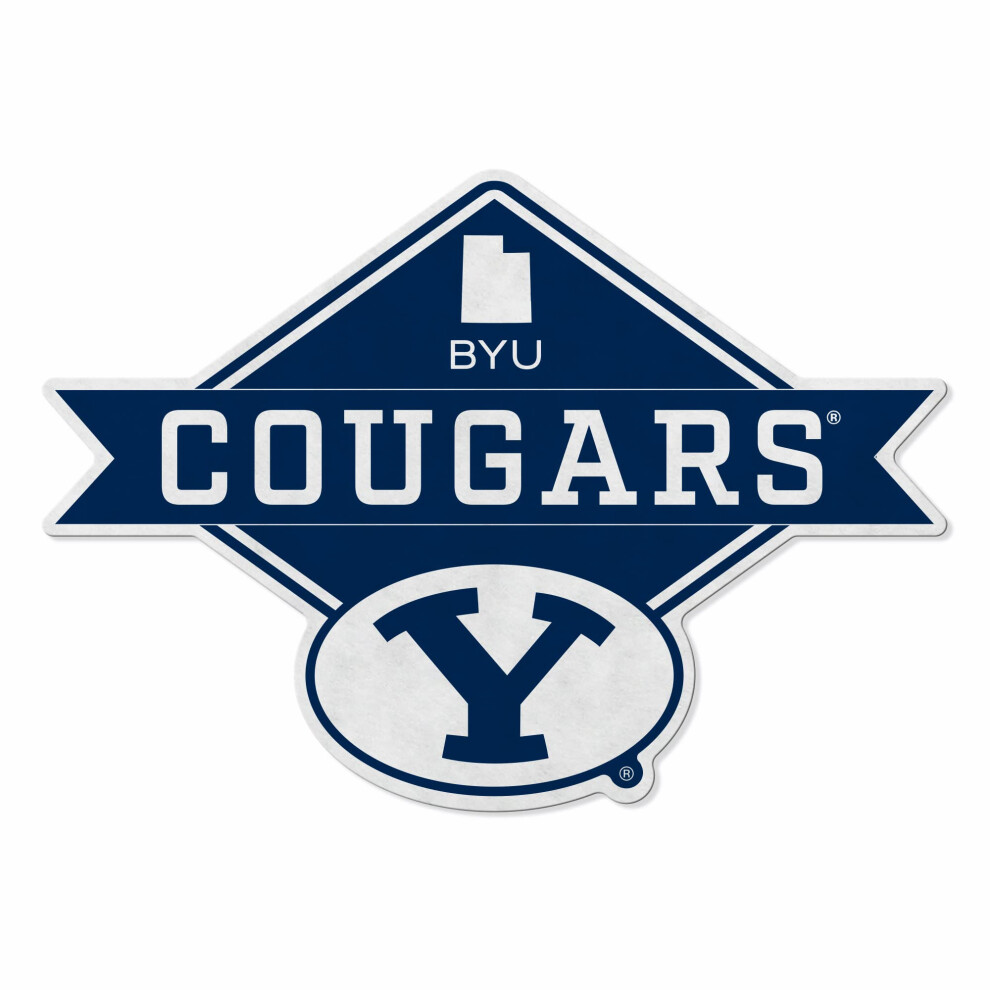 Fanion En Forme De Diamant Des Cougars De Byu De La Ncaa De Rico Industries - D Coration Pour La Maison Et Le Salon - Feutre Doux Facile Accrocher-image