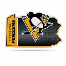 Rico Industries NHL Pittsburgh Penguins State Shape Shape Cut Pennant - Home and Living Room D?cor - Soft Felt EZ to Hang