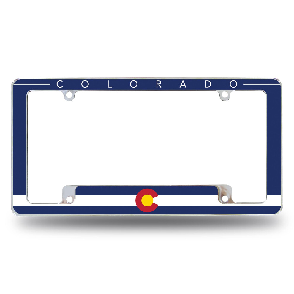 Rico Industries Colorado Flag All Over Automotive License Plate Frame For Car/Truck/Suv (12"""" X 6"""") 611407544884