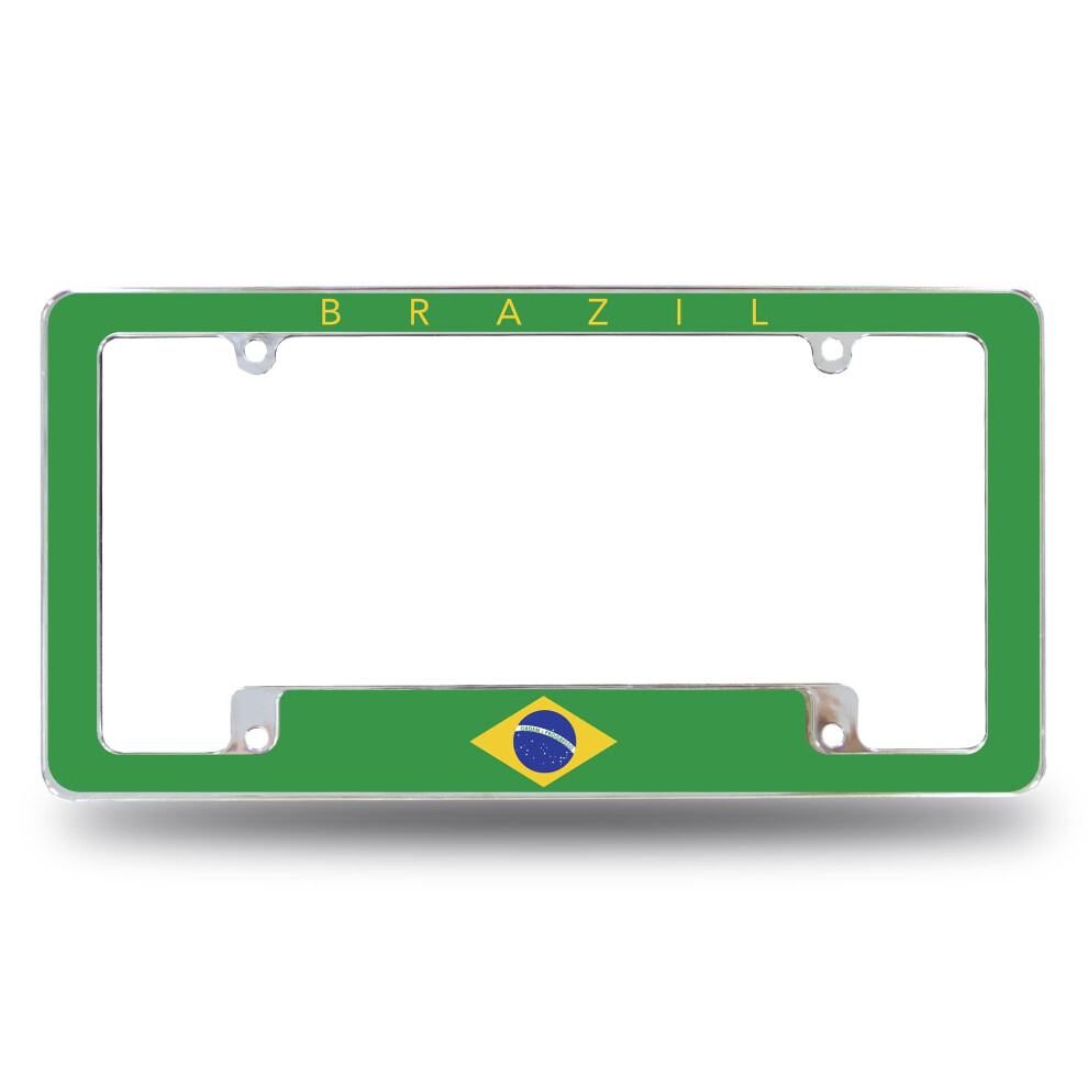 Rico Industries Brazil Flag All Over Automotive License Plate Frame For Car/Truck/Suv (12"""" X 6"""") 611407544860