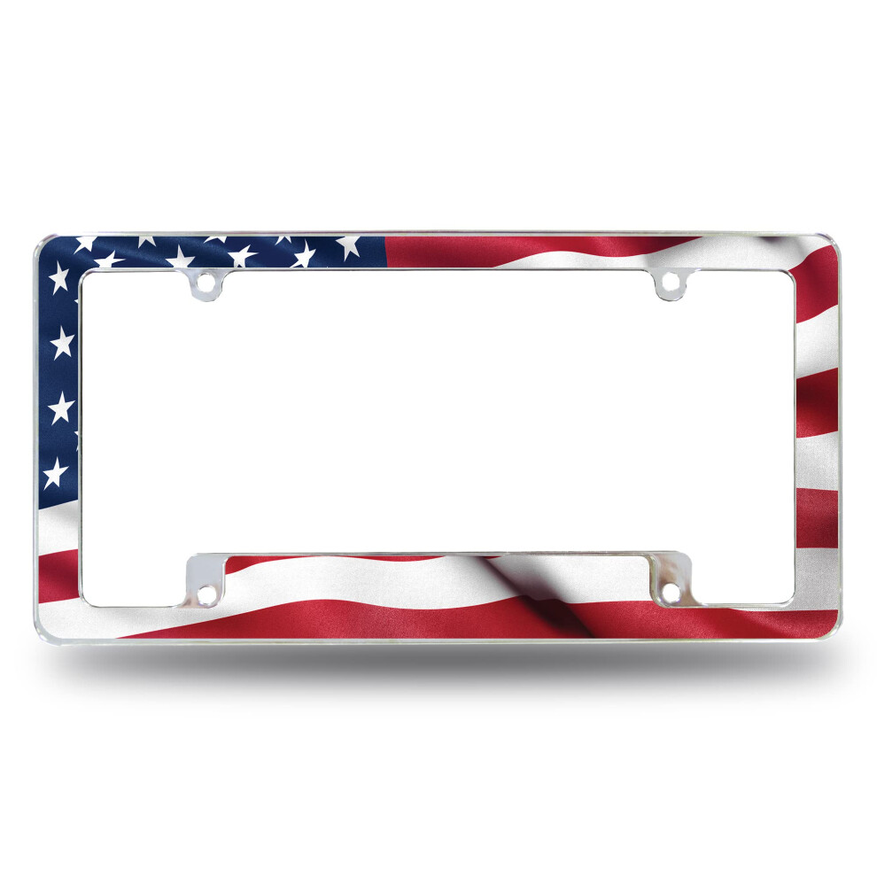 Rico Industries Usa Flag All Over Automotive License Plate Frame For Car/Truck/Suv (12"""" X 6"""") 611407544969