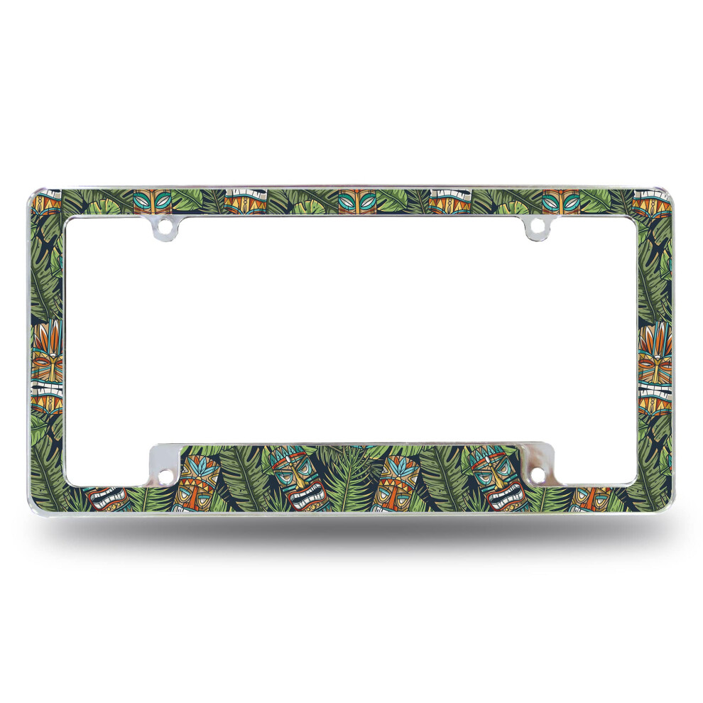 Rico Industries Tiki Pattern All Over Automotive License Plate Frame For Car/Truck/Suv (12"""" X 6"""") 611407545300