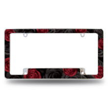 Rico Industries Red and Black Roses All Over Automotive rendszmtbla keret autkhoz/teherautkhoz/terepjrkhoz (12"" x 6"")