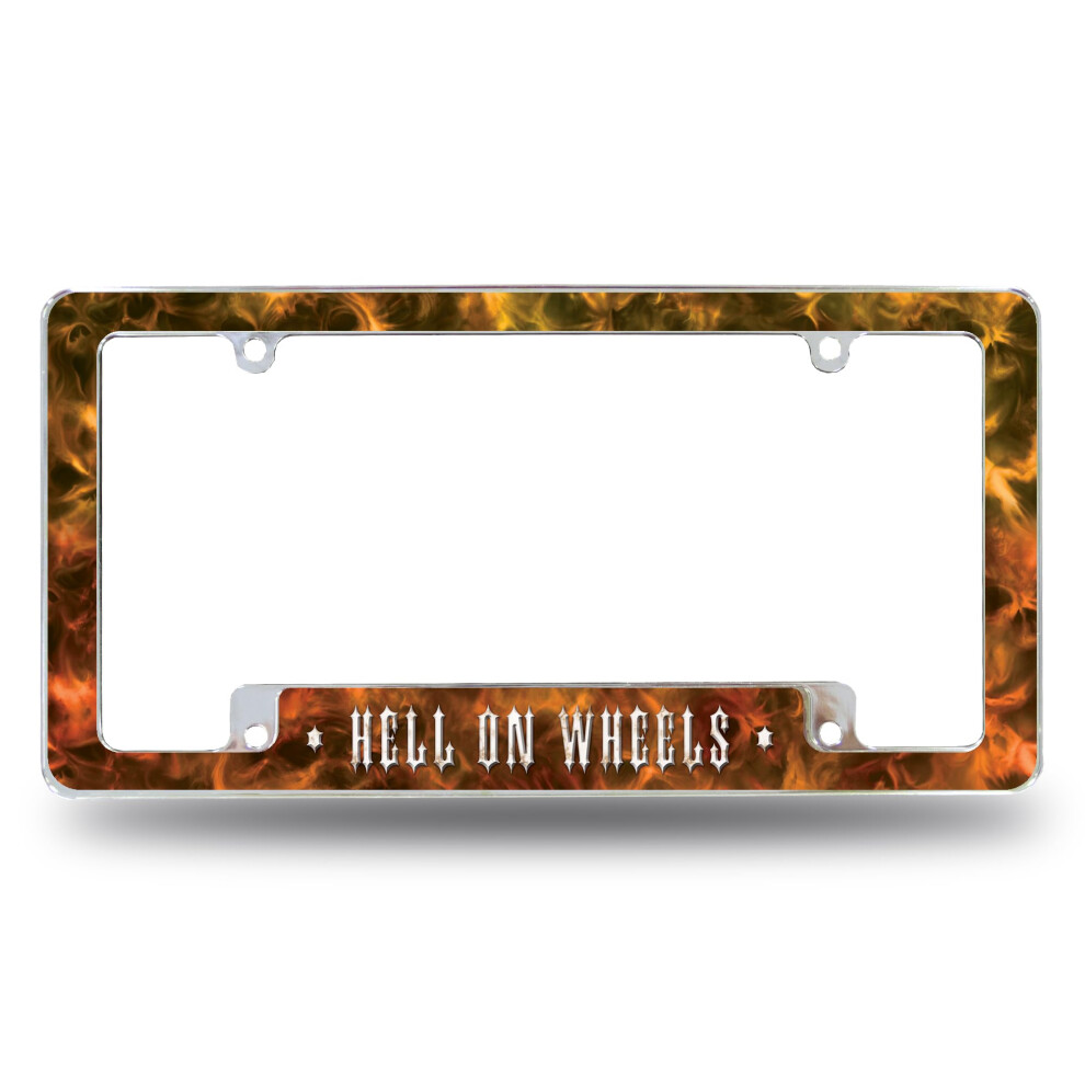 Rico Industries Hell On Wheels All Over Automotive License Plate Frame For Car/Truck/Suv (12"""" X 6"""") 611407545942
