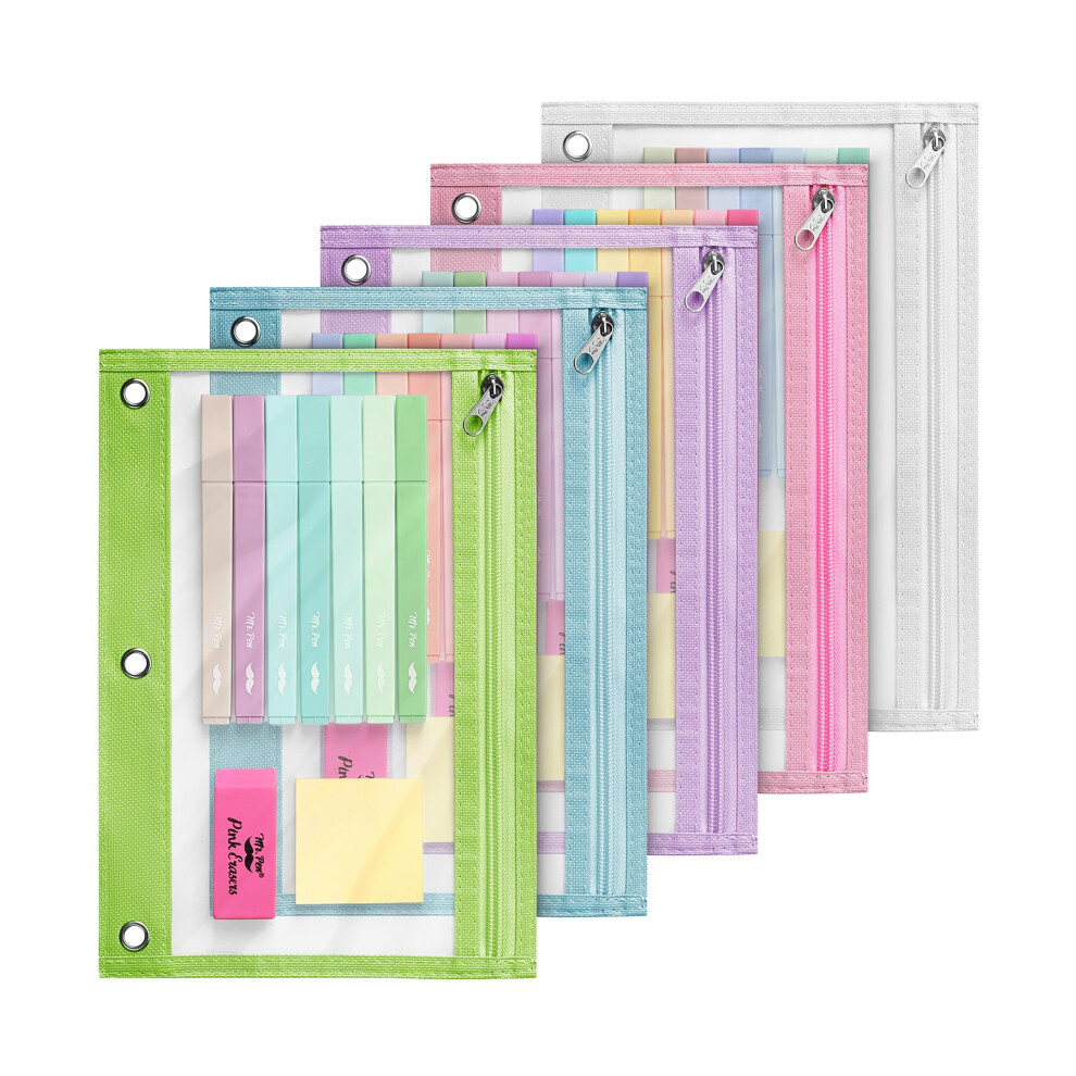 Mr. Pen - Federmappchen, 5Er-Pack, Bunte Federmappchen Mit Transparentem Fenster Auf Beiden Seiten, Federtaschen Mit Reissverschluss, Federmappche-image