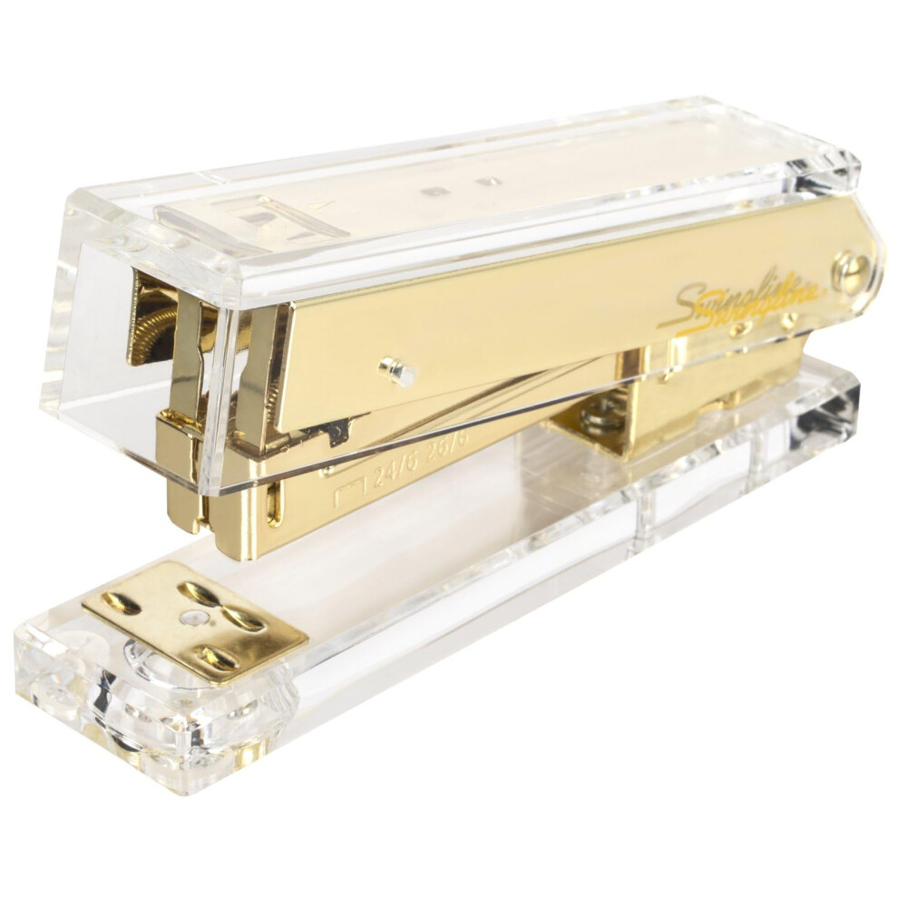 Grapadora Compacta Swingline De Acr Lico Transparente Dorado Con Capacidad Para 20 Hojas Y Media Tira Transparente Para Escritorio (S700000A)-image