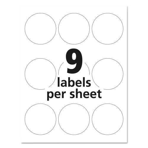 Round True Print Labels  2 1/2 Dia  White  90/Pack"""" 2