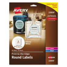 Runde True Print-Etiketten, 2 1/2 Zoll Durchmesser, wei  , 90 St  ck/Packung