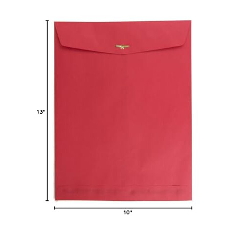 JAM PAPER 10 x 13 Open End Catalog Colored Envelopes with Clasp Closure - Red Recycled - 10/Pack 2