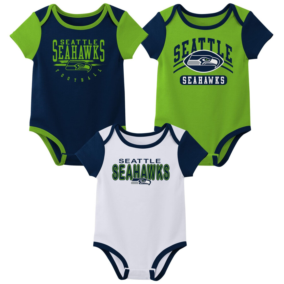 Outerstuff Nfl Kurzarm-Bodysuit F R Neugeborene Und Kleinkinder, 3Er-Pack Seattle Seahawks, 3 6 Monate-image