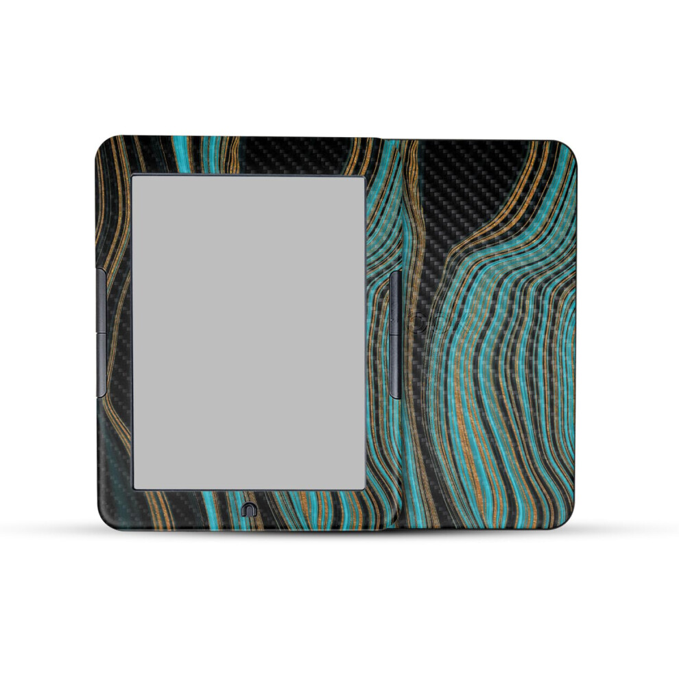 Carbon Fiber Tablet Skin Compatible With Barnes & Noble Nook Glowlight 4E (2022) - Canyon - Premium 3M Vinyl Protective Wrap Decal Cover - Easy T Blue 198460829849
