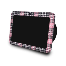 La piel de fibra de carbono compatible con Amazon Echo Show 8 (3ra Gen 2023) - Pink Plaid - Cubierta de calcomana protectora de vinilo 3M Premium -