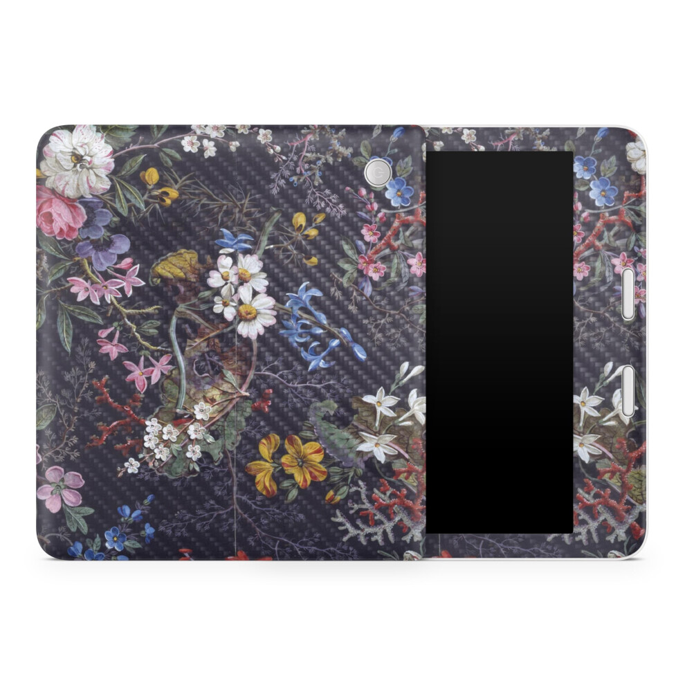 Carbon Fiber Tablet Skin Compatible With Kobo Libra 2 (2023) - Midnight Blossom - Premium 3M Vinyl Protective Wrap Decal Cover - Easy To Apply | Craft 198164941557