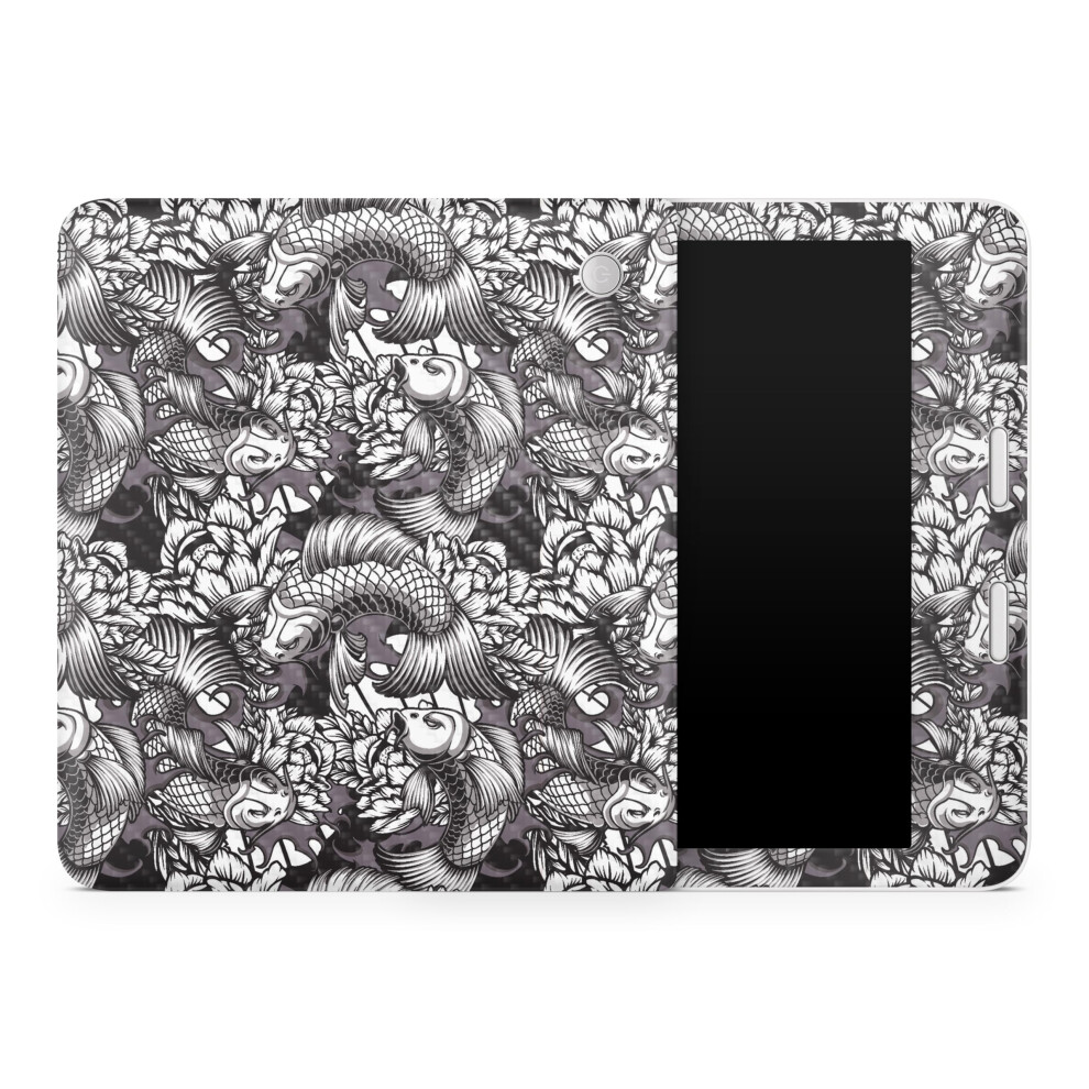 Carbon Fiber Tablet Skin Compatible With Kobo Libra 2 (2023) - Angry Koi - Premium 3M Vinyl Protective Wrap Decal Cover - Easy To Apply | Crafted In T 198164947078