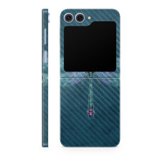 Película de Fibra de Carbono Compatível com Samsung Galaxy Z Flip 6 - Libélula Vibrante - Adesivo Protetor 3M