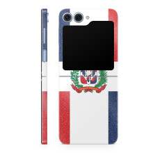 Glanzende glitter telefoonhoes compatibel met Samsung Galaxy Z Flip 6 - Dominicaanse vlag - Premium 3M vinyl beschermende wrap sticker cover - eenvou