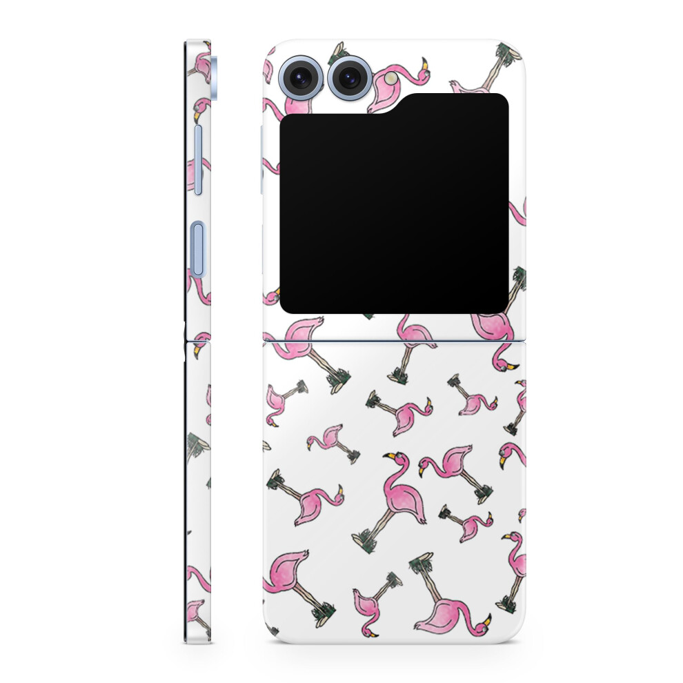 Custodia Protettiva Lucida Con Glitter Compatibile Con Samsung Galaxy Z Flip 6 - Cool Flamingo - Cover Protettiva In Vinile 3M Di Alta Qualit --image