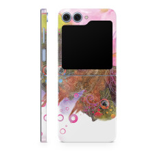 Glossy Glitter Phone Skin Compatible with Samsung Galaxy Z Flip 6 - Hippie Butterfly - Premium 3M Vinyl Protective Wrap Decal Cover - Easy to Apply |