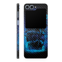 Carbon Fiber Phone Skin Compatible with Samsung Galaxy Z Flip 6 - Pirate Storm - Premium 3M Vinyl Protective Wrap Decal Cover - Easy to Apply | Crafte