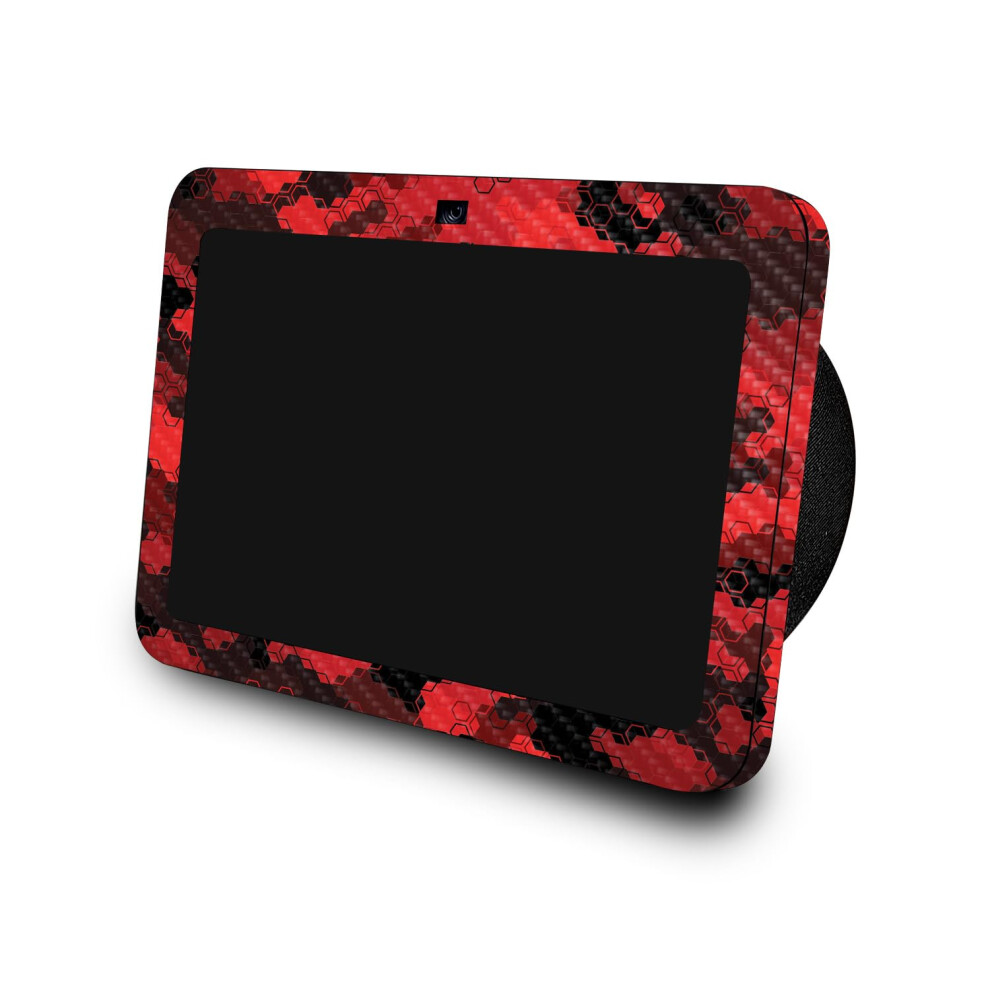 Carbonfaser-Schutzh Lle Kompatibel Mit Amazon Echo Show 8 (3. Generation 2023) Rotes Hexa-Camouflage-Design Hochwertige 3M-Vinyl-Schutzfolie-image
