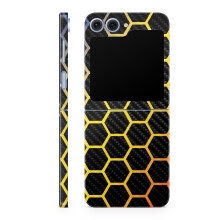 Custodia protettiva in fibra di carbonio compatibile con Samsung Galaxy Z Flip 6 - Nido d'ape primario - Pellicola protettiva in vinile 3M di alt