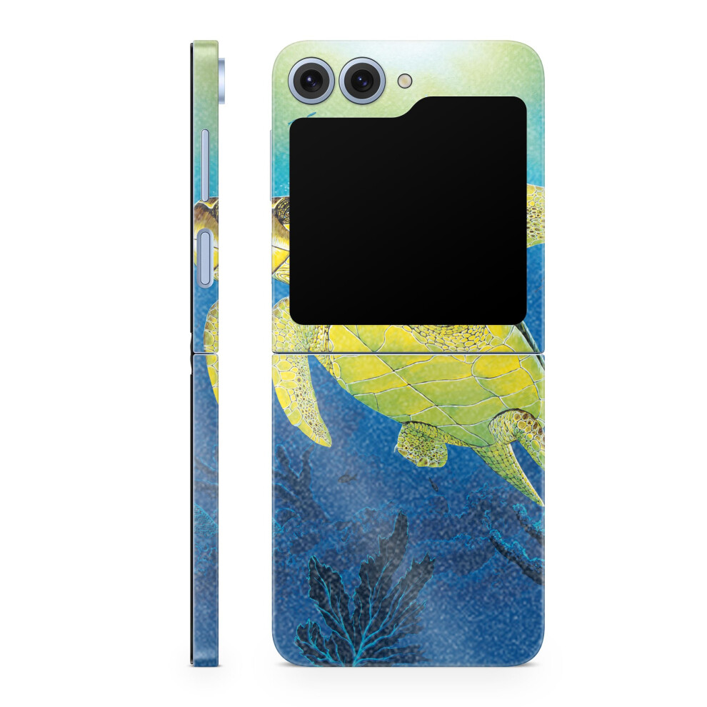 Glossy Glitter Phone Skin Compatible With Samsung Galaxy Z Flip 6 - Turtle Dreams - Premium 3M Vinyl Protective Wrap Decal Cover - Easy To Apply | Cra 198460971159