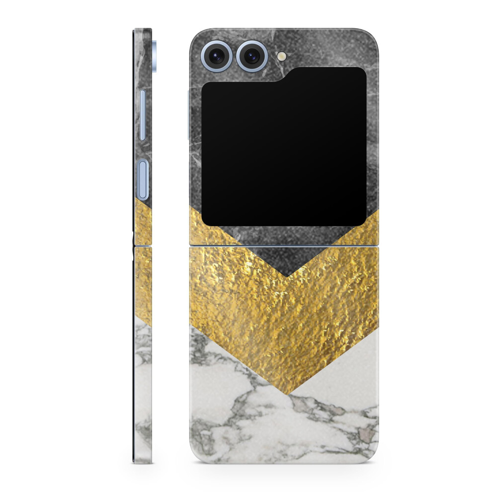 Glossy Glitter Phone Skin Compatible With Samsung Galaxy Z Flip 6 - Modern Marble - Premium 3M Vinyl Protective Wrap Decal Cover - Easy To Apply | Cra 198460971272