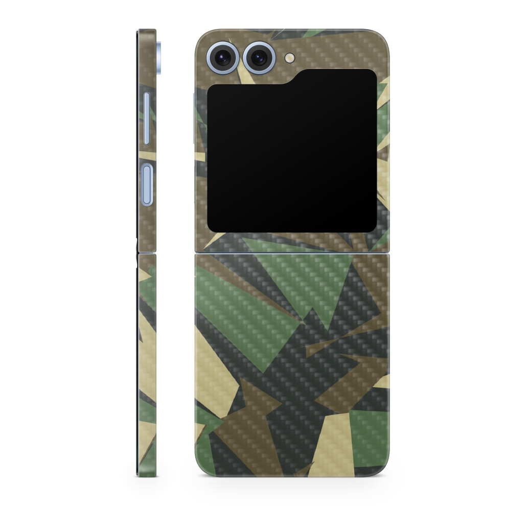 Carbon Fiber Phone Skin Compatible With Samsung Galaxy Z Flip 6 - Polygonal Camo - Premium 3M Vinyl Protective Wrap Decal Cover - Easy To Apply | Craf 198460971296