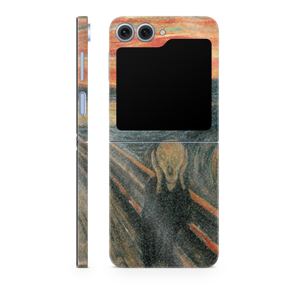 Glossy Glitter Phone Skin Compatible With Samsung Galaxy Z Flip 6 - The Scream - Premium 3M Vinyl Protective Wrap Decal Cover - Easy To Apply | Crafte 198460971425