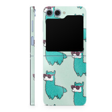 Cover protettiva lucida con glitter compatibile con Samsung Galaxy Z Flip 6 - Awesome Alpacas - Pellicola protettiva in vinile 3M di alta qualit