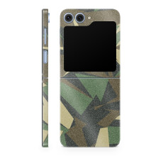 Glanzende glitter telefoonhoes compatibel met Samsung Galaxy Z Flip 6 - Polygonal Camo - Premium 3M Vinyl Protective Wrap Decal Cover - Eenvoudig aan