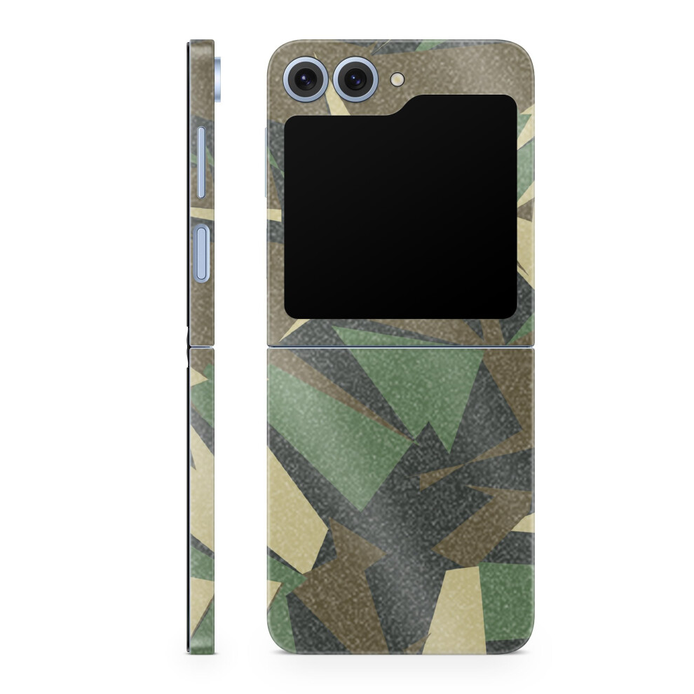 Glossy Glitter Phone Skin Compatible With Samsung Galaxy Z Flip 6 - Polygonal Camo - Premium 3M Vinyl Protective Wrap Decal Cover - Easy To Apply | Cr 198460971302