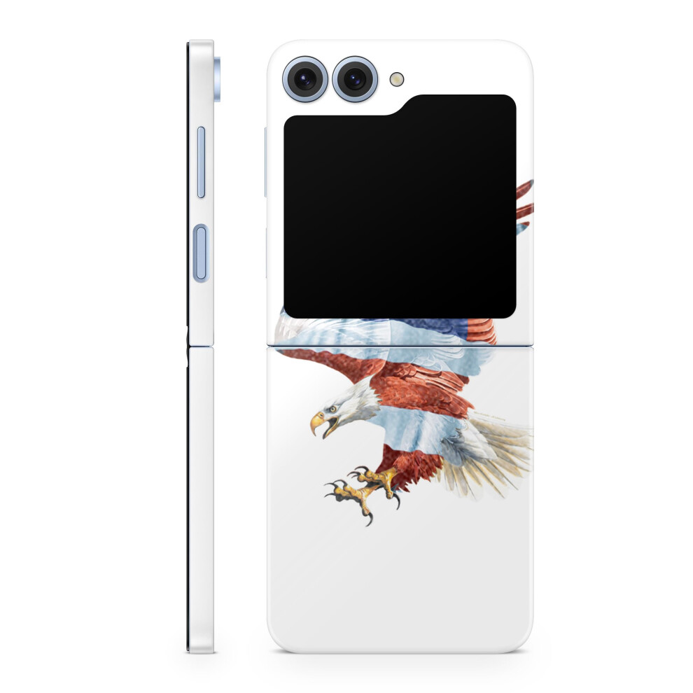 Glossy Glitter Phone Skin Compatible With Samsung Galaxy Z Flip 6 - American Eagle - Premium 3M Vinyl Protective Wrap Decal Cover - Easy To Apply | Cr 198460972200