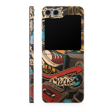 Película para Samsung Galaxy Z Flip 6 - Laranja Hip Hop - Vinil 3M Premium - Fácil de Aplicar