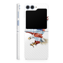 Pele de Fibra de Carbono Compatível com Samsung Galaxy Z Flip 6 - Águia Americana - Vinil 3M Premium