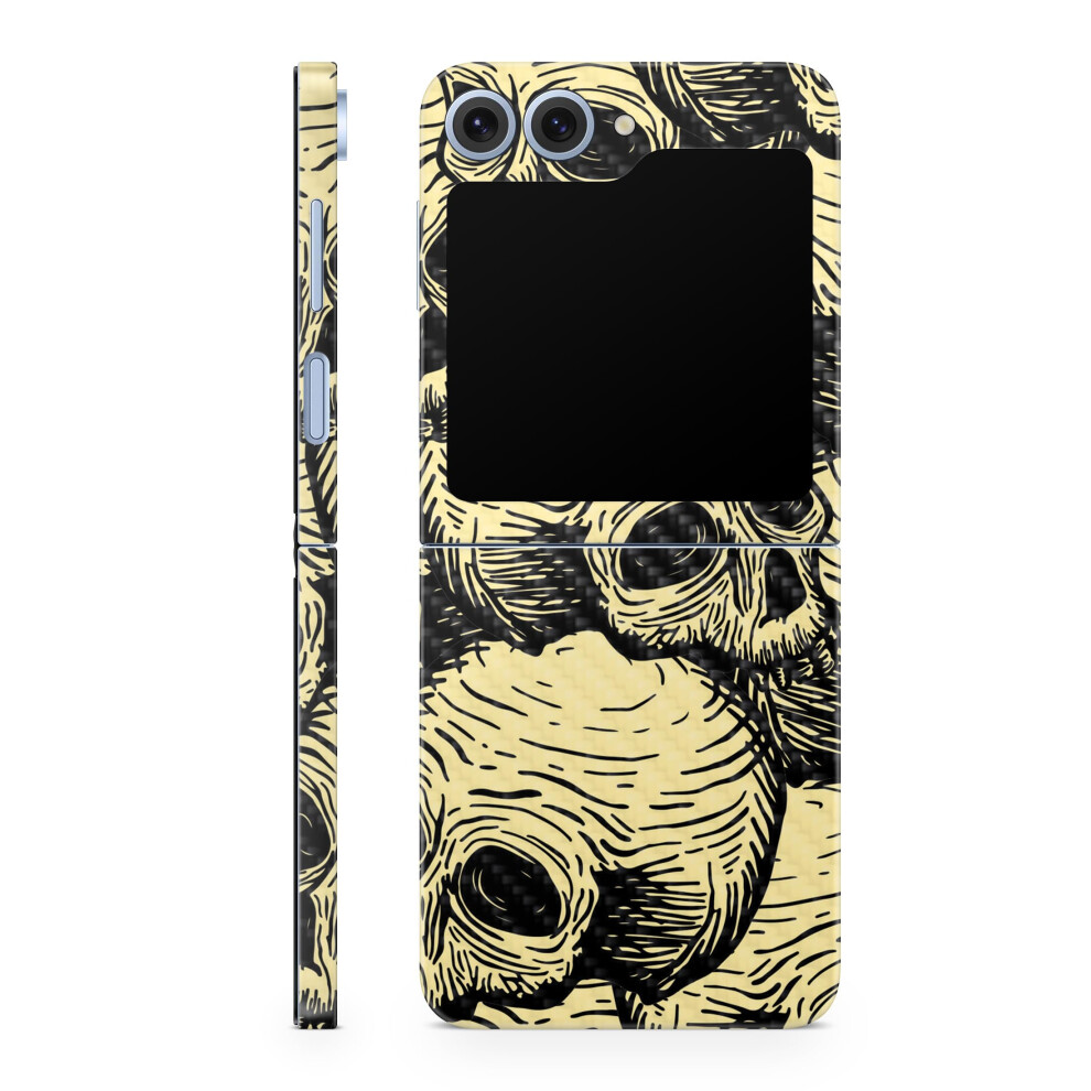 Tlphone En Fibre De Carbone Compatible Avec Samsung Galaxy Z Flip 6 - Skulls Encr - Couvercle De Dcalcomanie De Protection En Vinyle 3M Premi-image