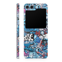Custodia protettiva lucida con glitter compatibile con Samsung Galaxy Z Flip 6 - Blue Meanies - Custodia protettiva in vinile 3M di alta qualit