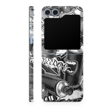 Custodia protettiva lucida con glitter compatibile con Samsung Galaxy Z Flip 6 - Mono Hip Hop - Cover protettiva in vinile 3M di alta qualit - F