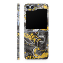 Custodia protettiva lucida con glitter compatibile con Samsung Galaxy Z Flip 6 - Giallo Hip Hop - Pellicola protettiva in vinile 3M di alta quali