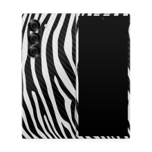 Koolstofvezel telefoonhoes compatibel met Samsung Galaxy Z Fold 6 - Black Zebra - Premium 3M vinyl beschermende wrap sticker cover - eenvoudig aan te