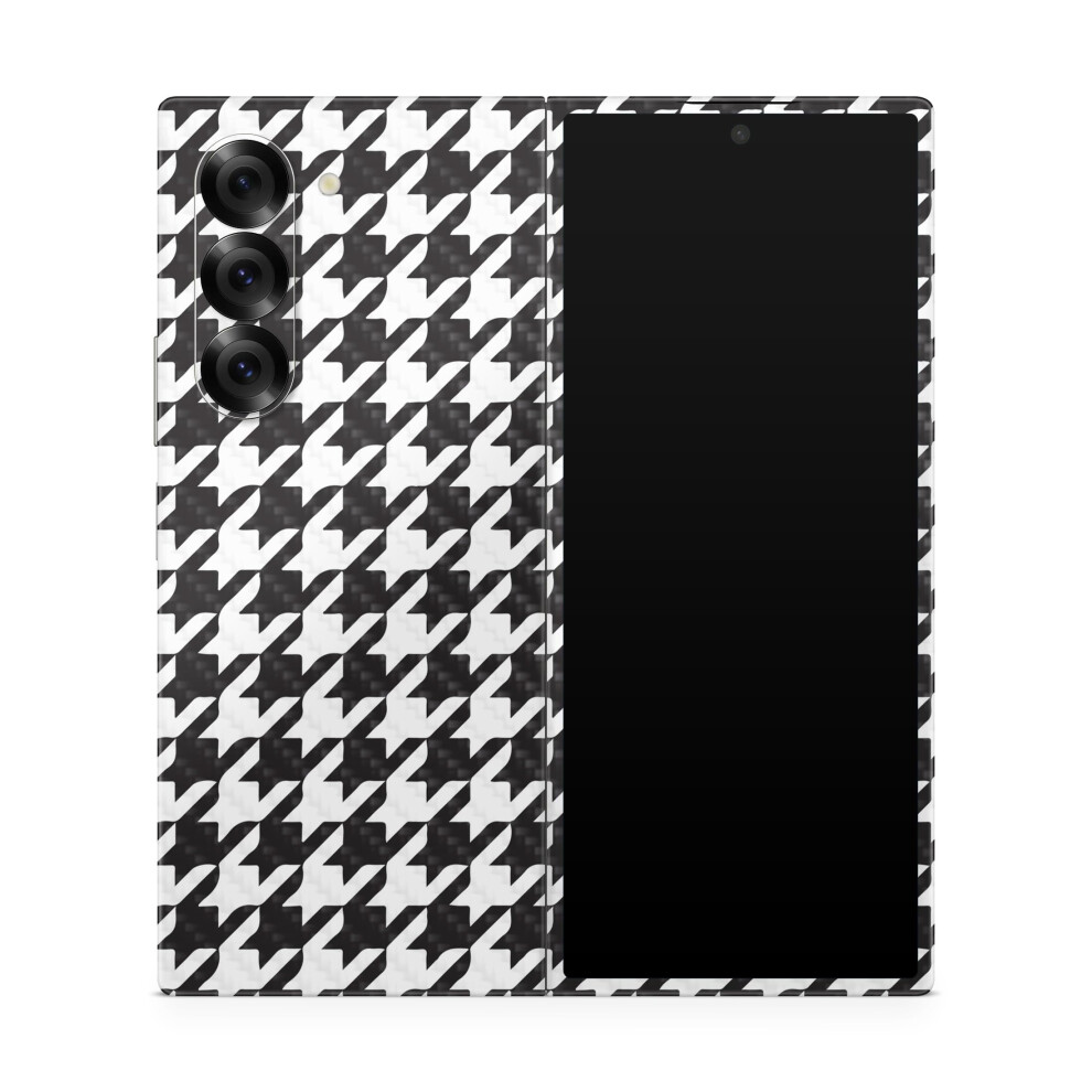 Carbon Fiber Phone Skin Compatible With Samsung Galaxy Z Fold 6 - Houndstooth - Premium 3M Vinyl Protective Wrap Decal Cover - Easy To Apply | Crafted 198460954374