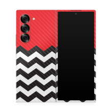 Película de Fibra de Carbono Compatível com Samsung Galaxy Z Fold 6 - Chevron Vermelho - Vinil 3M Premium