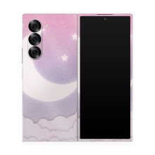 Custodia protettiva lucida con glitter compatibile con Samsung Galaxy Z Fold 6 - Baby Moon - Pellicola protettiva in vinile 3M di alta qualit -