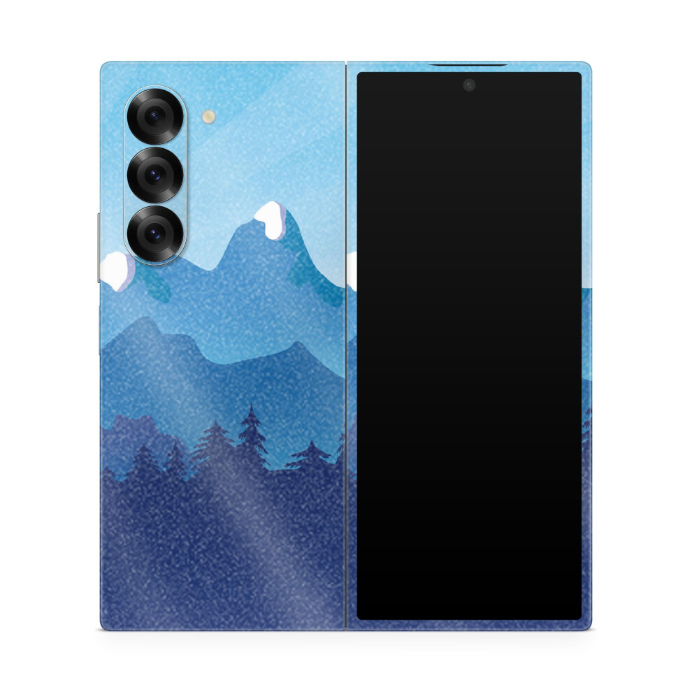 Glossy Glitter Phone Skin Compatible With Samsung Galaxy Z Fold 6 - Mountains - Premium 3M Vinyl Protective Wrap Decal Cover - Easy To Apply | Cr Blue 198460955555