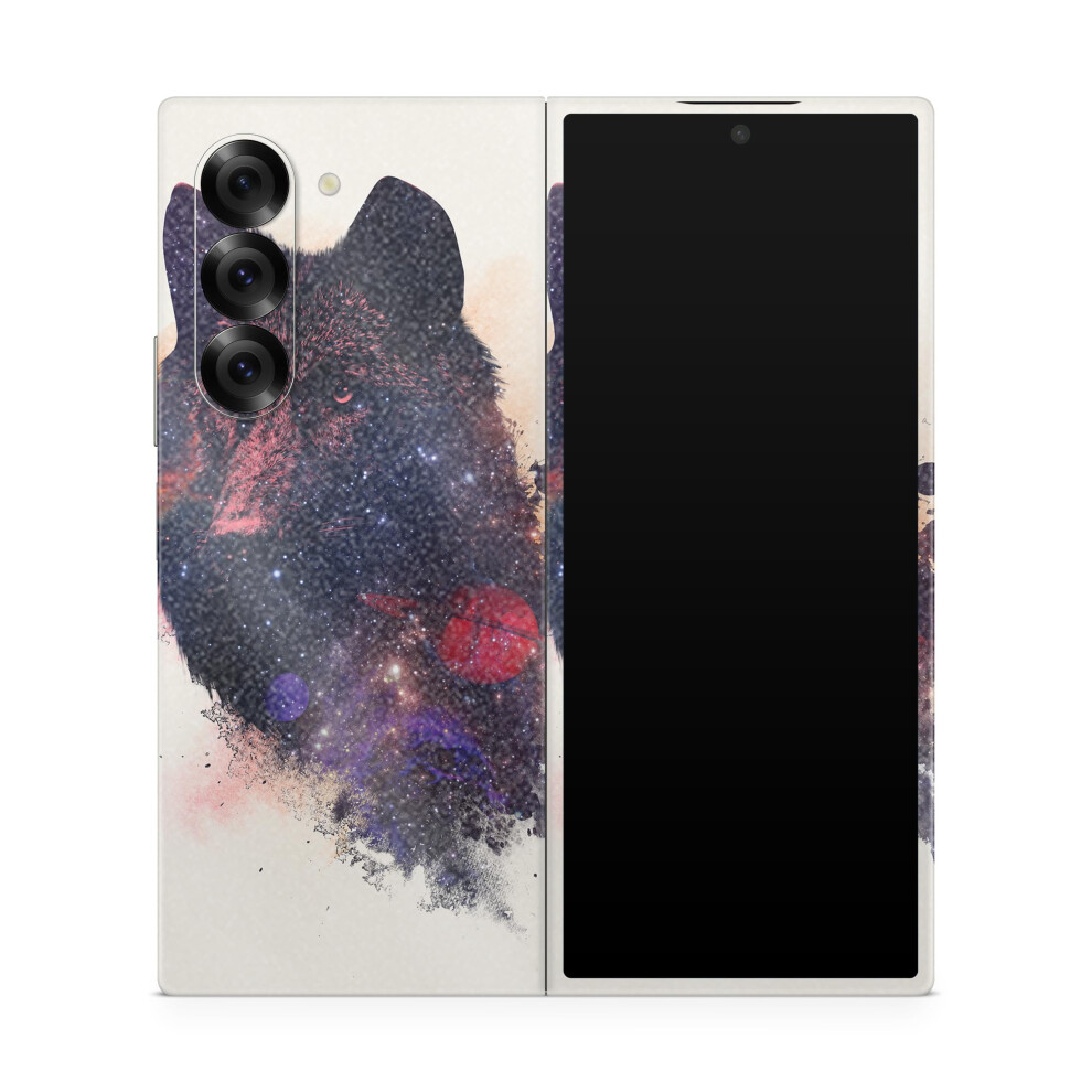 Glossy Glitter Phone Skin Compatible With Samsung Galaxy Z Fold 6 - Universal Wolf - Premium 3M Vinyl Protective Wrap Decal Cover - Easy To Apply | Cr 198460955852