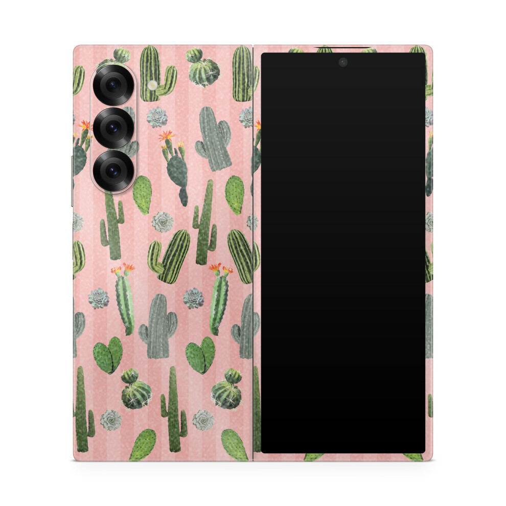 Glossy Glitter Phone Skin Compatible With Samsung Galaxy Z Fold 6 - Cactus Garden - Premium 3M Vinyl Protective Wrap Decal Cover - Easy To Apply | Cra 198460955883