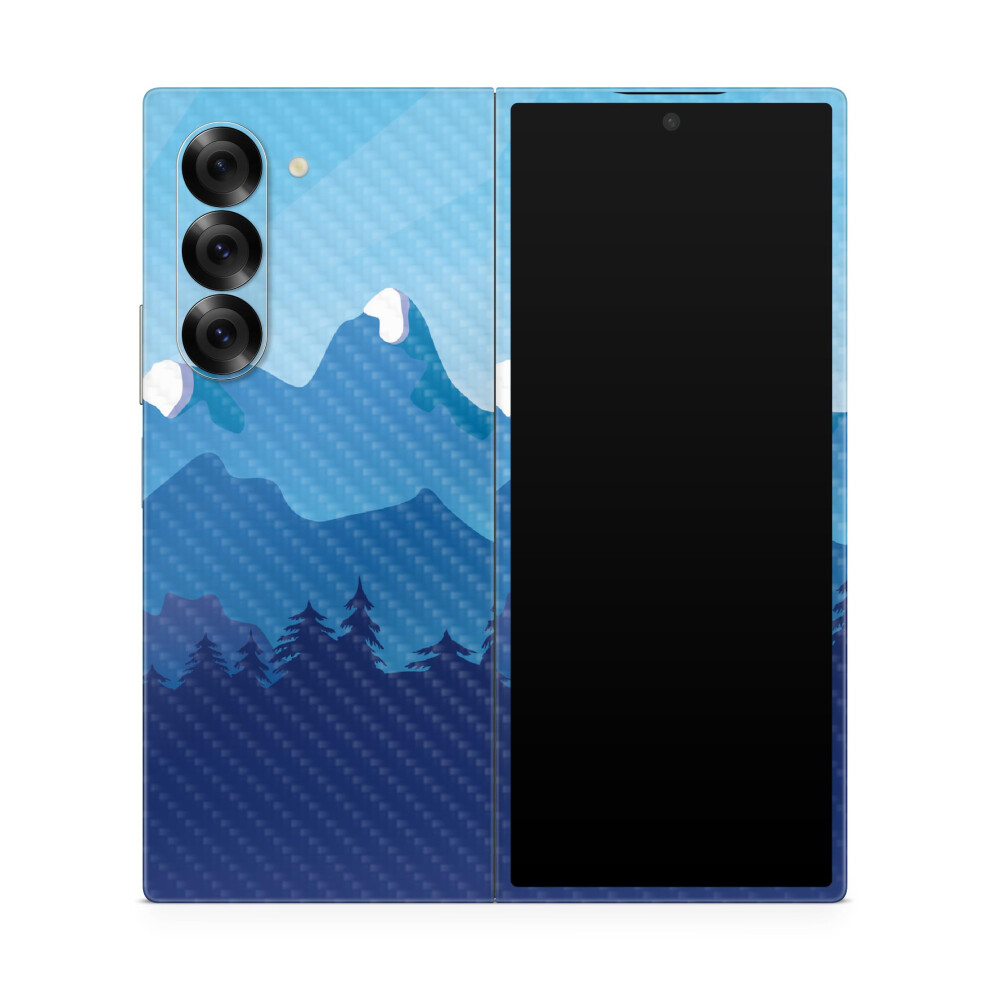 Carbon Fiber Phone Skin Compatible With Samsung Galaxy Z Fold 6 - Mountains - Premium 3M Vinyl Protective Wrap Decal Cover - Easy To Apply | Craf Blue 198460955548