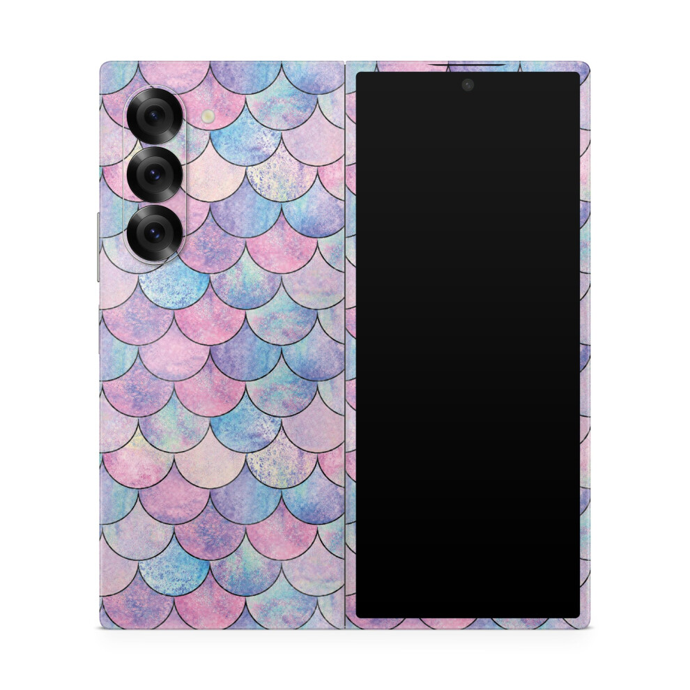 Glossy Glitter Phone Skin Compatible With Samsung Galaxy Z Fold 6 - Mermaid Scales - Premium 3M Vinyl Protective Wrap Decal Cover - Easy To Apply | Cr 198460955739