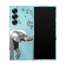 Cover protettiva lucida con glitter compatibile con Samsung Galaxy Z Fold 6 - Elefante musicale - Pellicola protettiva in vinile 3M di alta quali